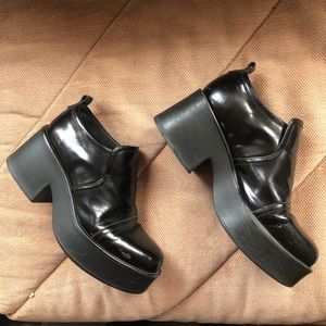 Vagabond platform slip on shoes black faux leather